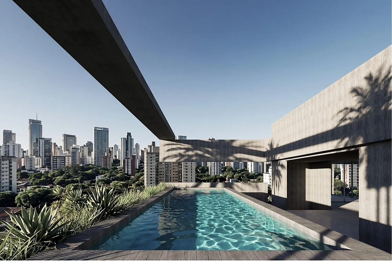 Piscina con vista a la ciudad